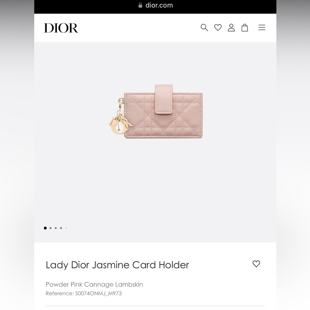 💯% AUTHENTIC DIOR LADY DIOR JASMINE CARD HOLDER IN POWDER PINK LAMBSKIN NWT